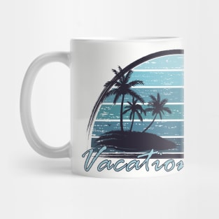 Vintage tropical vacation mood in blue Mug